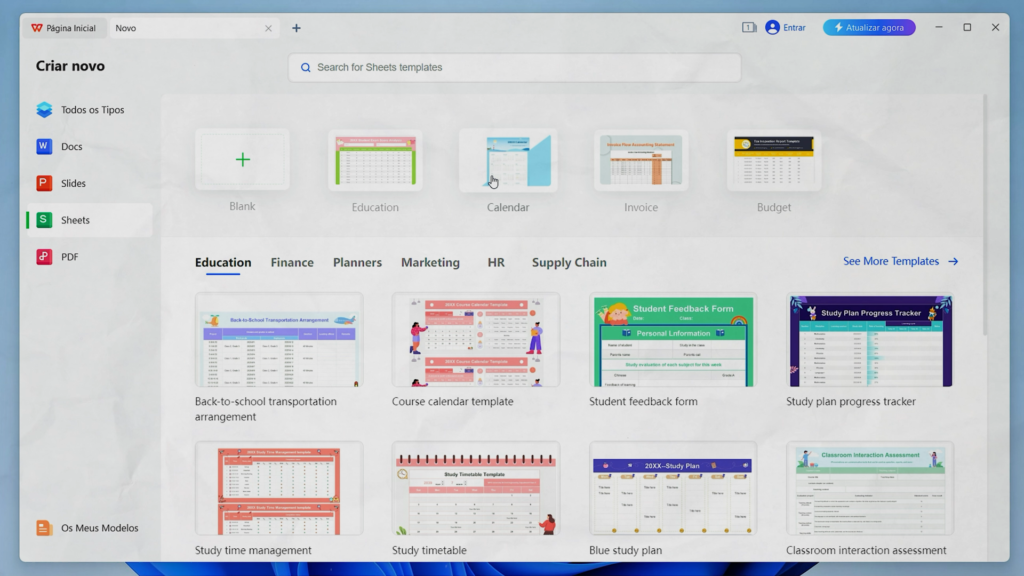 Para aqueles que querem uma alternativa com uma interface mais semelhante ao Microsoft Office, o WPS Office é uma ótima escolha. O WPS Office é gratuito, tem os mesmos aplicativos essenciais para edição de textos, planilhas e apresentações, e também oferece suporte a PDF. Essa ferramenta é especialmente conhecida por sua interface atraente e pela semelhança com o Microsoft Office, facilitando muito a transição para quem já está familiarizado com o pacote da Microsoft.