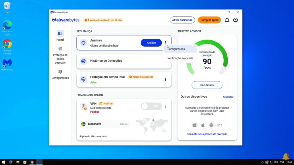 O Malwarebytes Anti-Malware é um excelente programa para lidar com infecções de vírus e malwares que o antivírus tradicional pode não detectar. Ele é especialmente eficaz contra ameaças persistentes, como malwares ocultos que se infiltram no sistema sem serem notados.