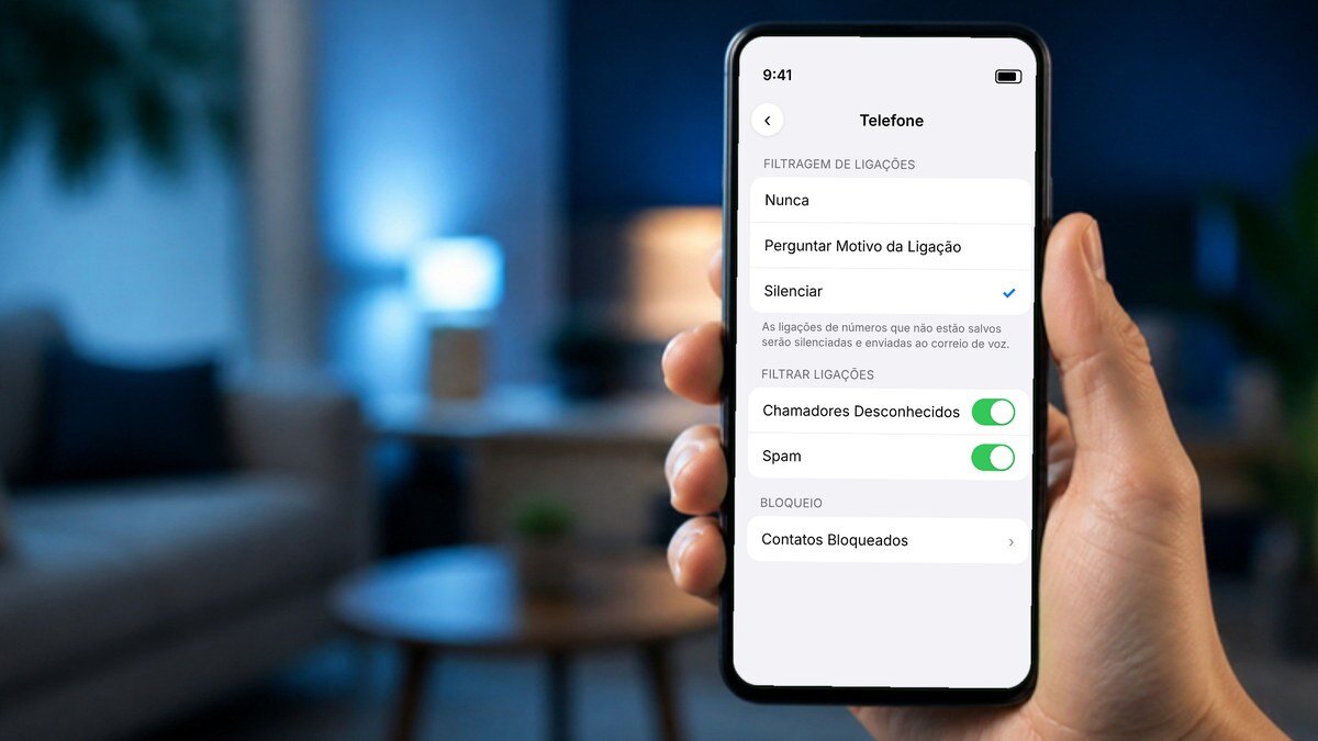 ajustes do iphone com a opcao silenciar ligacoes de numeros QCo4t