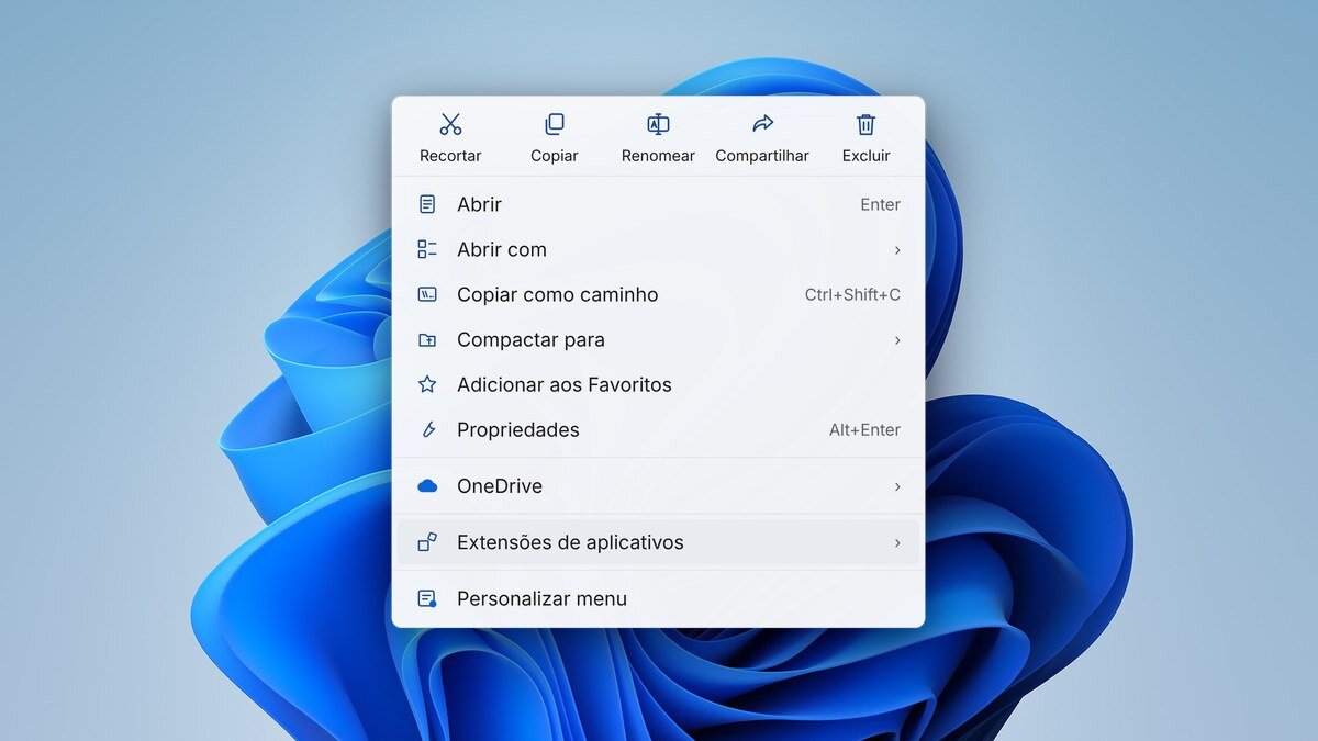 novo menu de contexto do windows 11 em portugues aberto sobr sv6Ya
