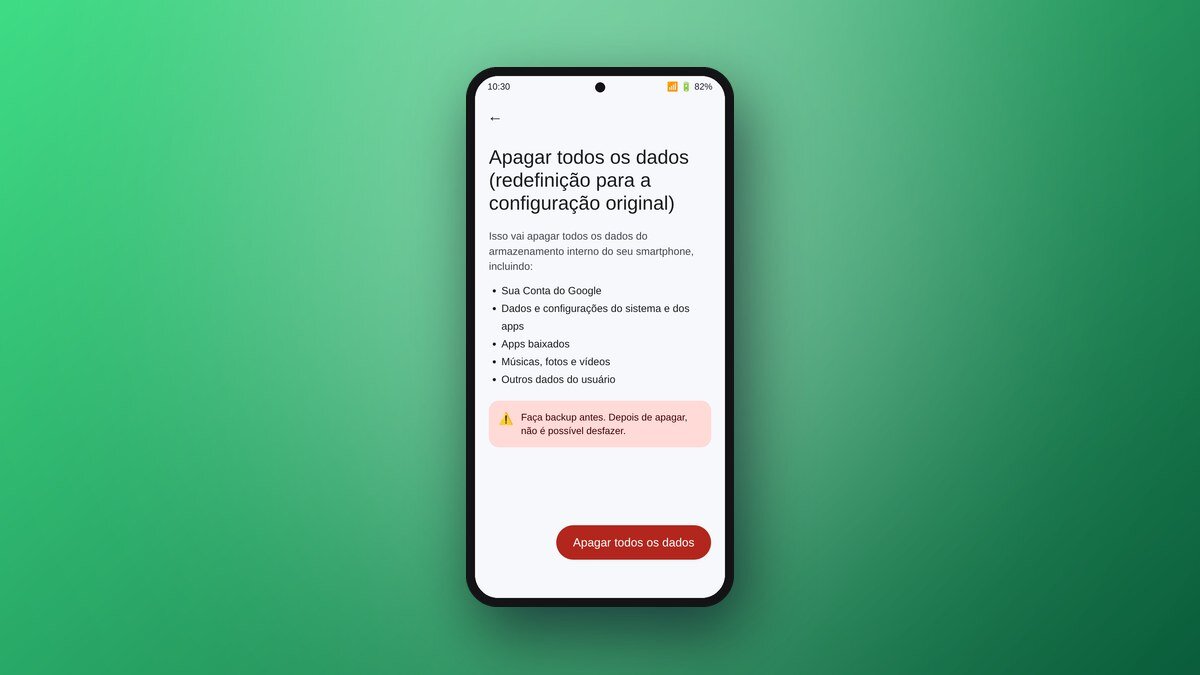 tela de apagar todos os dados para formatar o celular androi GUCdR