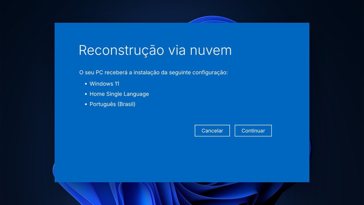 tela reconstrucao via nuvem do windows 11 no ambiente de rec O1iGy